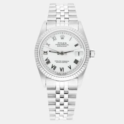 Pre-owned Rolex Datejust 68274 Automatic Silver Stainless Steel Women's Wristwatch 31 Mm