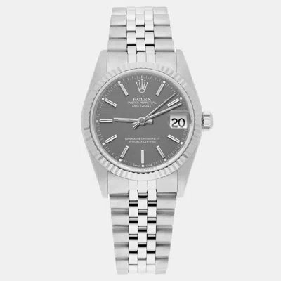 Pre-owned Rolex Datejust 68274 Automatic Steel Stainless Steel Women's Wristwatch 31 Mm In Gray