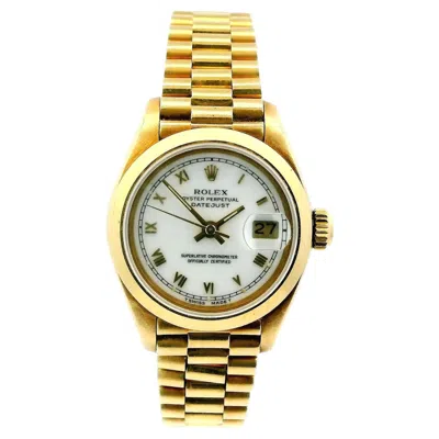 Pre-owned Rolex Datejust 69168 18k Yellow Gold White Dial Ladies Watch.