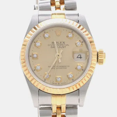Pre-owned Rolex Datejust 69173 Gold 18k Yellow Gold Stainless Steel Diamond Automatic Women's Watches 26mm