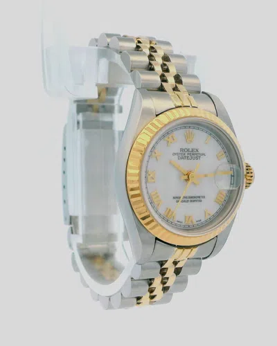 Pre-owned Rolex Datejust 69173 Steel Yellow Gold White Roman Dial Ladies Watch