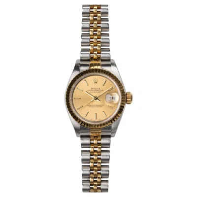 Pre-owned Rolex Datejust 79173 Champgane Dial 18k Yg/ss A7 Serial 1999 In Multi