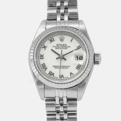 Pre-owned Rolex Datejust 79174 Automatic 18k White Gold Stainless Steel Women's Wristwatch 26 Mm