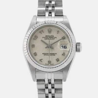 Pre-owned Rolex Datejust 79174 Automatic White 18k White Gold Stainless Steel Women's Wristwatch 26 Mm