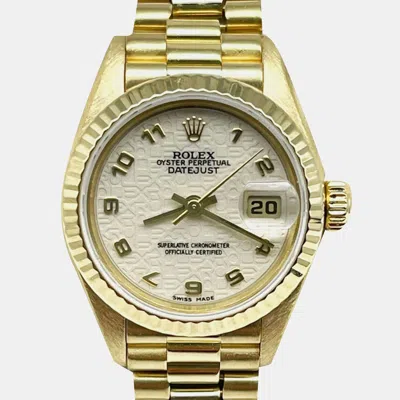 Pre-owned Rolex Datejust 79178 Automatic Cream 18k Yellow Gold Women's Wristwatch 26 Mm