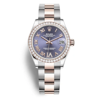 Rolex Datejust Aubergine Dial Automatic Ladies Steel And Everose Gold Oyster Watch 278381aurdo In Gray