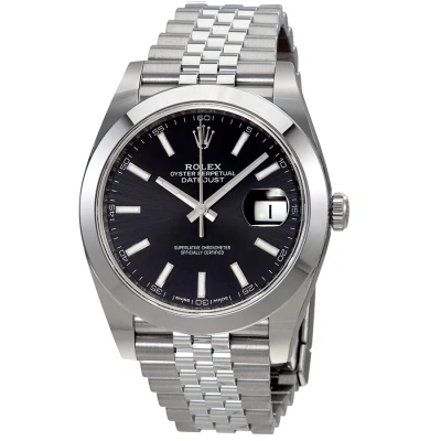 Rolex Datejust Black Dial Automatic Men's Jubilee Watch 126300bksj In Metallic