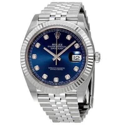Pre-owned Rolex Datejust Blue Diamond Dial Automatic Men's Jubilee Watch 126334bldj