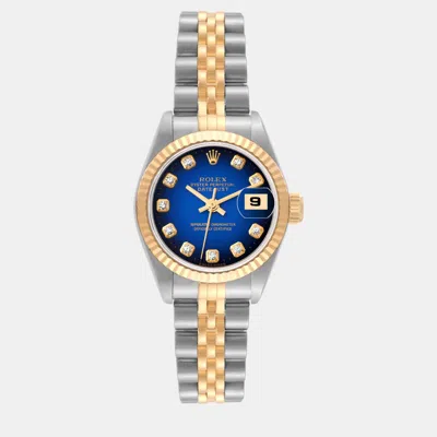 Pre-owned Rolex Datejust Blue Vignette Diamond Dial Steel Yellow Gold Ladies Watch 26 Mm