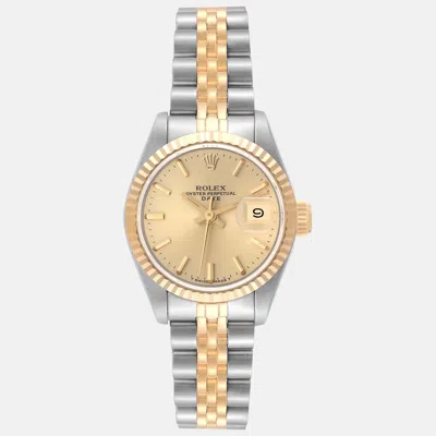 Pre-owned Rolex Datejust Champagne Dial Steel Yellow Gold Ladies Watch 26 Mm