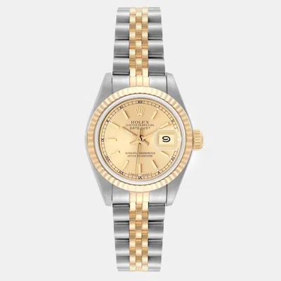 Pre-owned Rolex Datejust Champagne Dial Steel Yellow Gold Ladies Watch 26 Mm