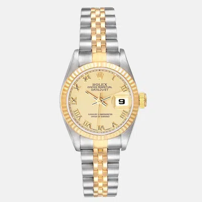 Pre-owned Rolex Datejust Champagne Dial Steel Yellow Gold Ladies Watch 26 Mm