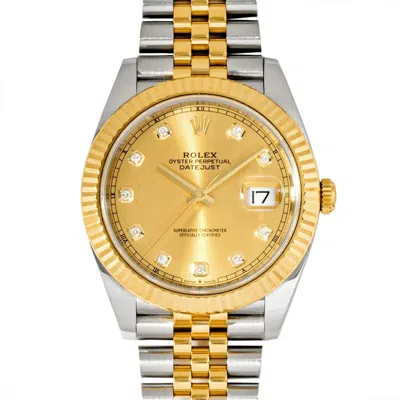 Pre-owned Rolex Datejust Champagne Yellow Stainless Steel Wristwatch () In Multi