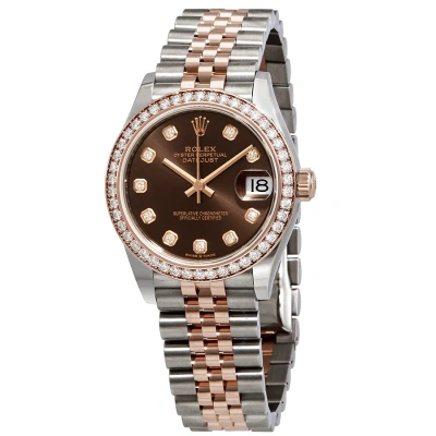 Rolex Datejust Chocolate Dial Automatic Ladies Steel And Everose Gold Jubilee Watch 278381chdj In Chocolate / Gold