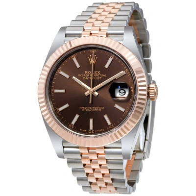 Rolex Datejust Chocolate Dial Steel And 18k Everose Gold Jubilee Men's Watch 126331chsj In Chocolate / Gold