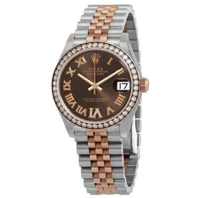 Rolex Datejust Chocolate Roman Dial Automatic Ladies Steel And Everose Gold Jubilee Watch 278381chrd In Multi