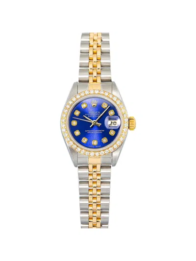 Pre-owned Rolex Datejust Diamond 26mm Watch In Blue