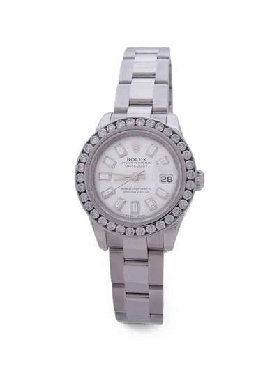 Pre-owned Rolex Datejust Diamond 26mm Watch In Silver
