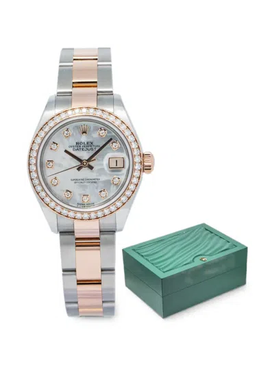 Pre-owned Rolex Datejust Diamond 28mm Watch In White