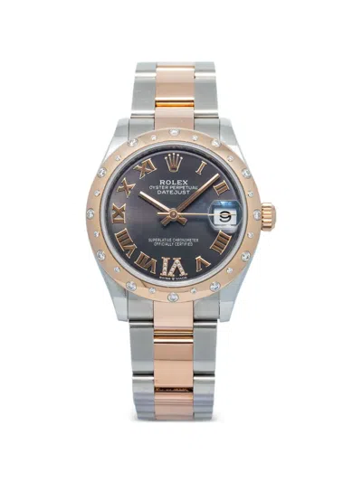 Pre-owned Rolex Datejust Diamond 31mm Watch In Gray