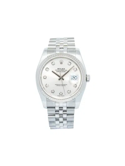 Pre-owned Rolex Datejust Diamond 36mm In Silver