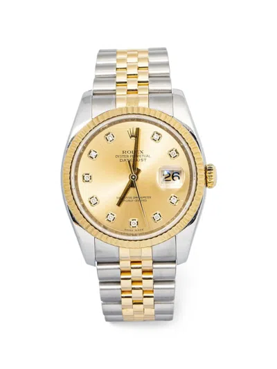 Pre-owned Rolex Datejust Diamond 36mm Watch In Gold