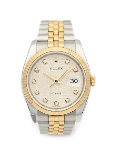 Pre-owned Rolex Datejust Diamond 36mm Watch In Neutrals