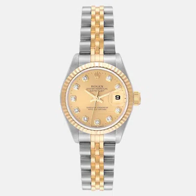 Pre-owned Rolex Datejust Diamond Dial Steel Yellow Gold Ladies Watch 26 Mm