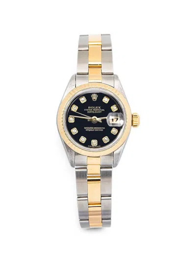 Pre-owned Rolex Datejust Fluted Bezel 26mm Watch In Black
