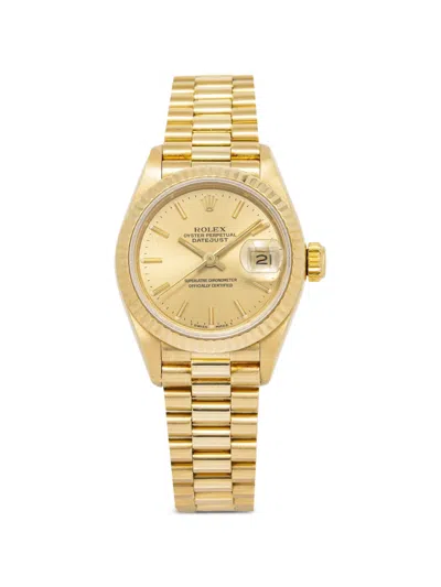 Pre-owned Rolex Datejust Fluted Bezel 26mm Watch In Gold