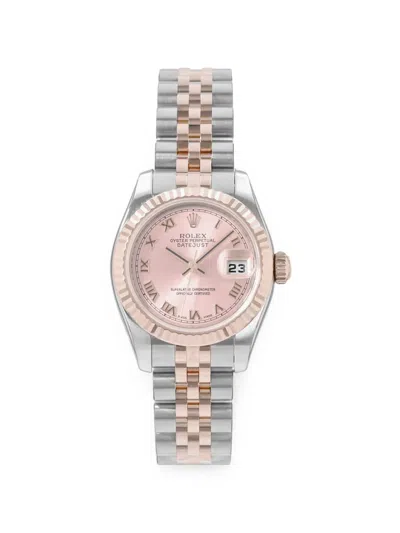 Pre-owned Rolex Datejust Fluted Bezel 26mm Watch In Pink