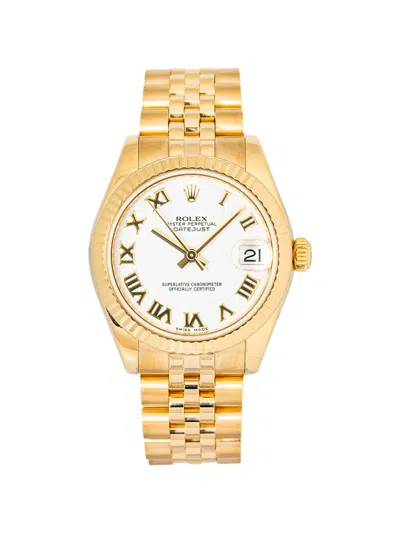 Pre-owned Rolex Datejust Fluted Bezel 31mm Watch In White