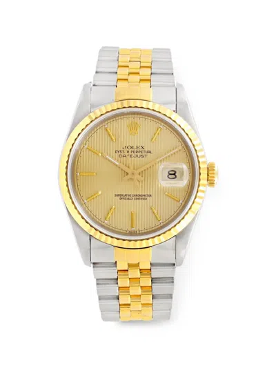 Pre-owned Rolex Datejust Fluted Bezel 36mm Watch In 金色