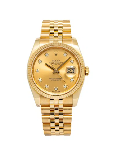 Pre-owned Rolex Datejust Fluted Bezel 36mm Watch In Gold