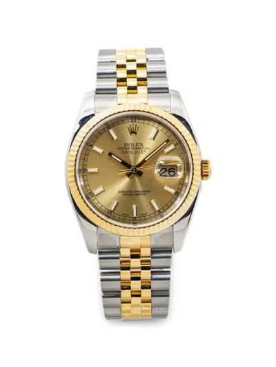 Pre-owned Rolex Datejust Fluted Bezel 36mm Watch In Gold