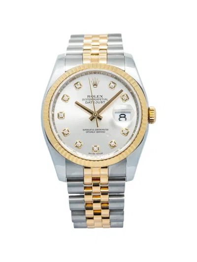 Pre-owned Rolex Datejust Fluted Bezel 36mm Watch In Silver
