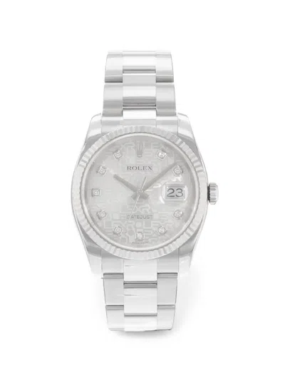 Pre-owned Rolex Datejust Fluted Bezel 36mm Watch In Silver