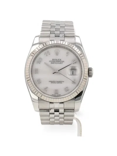 Pre-owned Rolex Datejust Fluted Bezel 36mm Watch In White