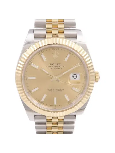 Pre-owned Rolex Datejust Fluted Bezel 41mm Watch In Gold