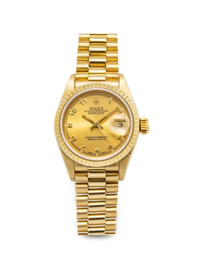 Pre-owned Rolex Datejust Fluted-bezel 26mm Watch In Gold