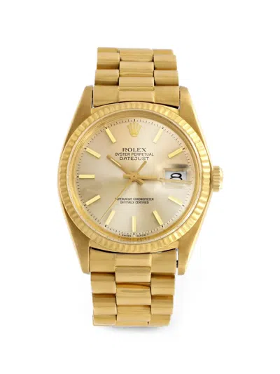 Pre-owned Rolex Datejust Fluted-bezel 36mm Watch In 金色