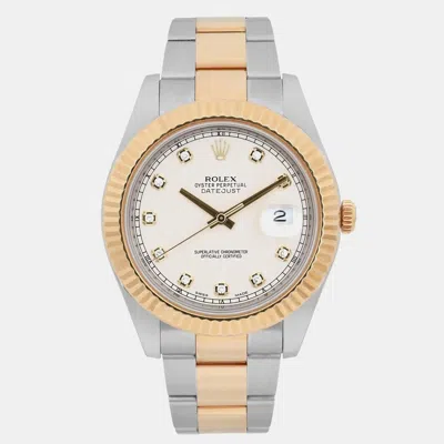 Pre-owned Rolex Datejust Ii 116333 White Yellow Gold Stainless Steel Automatic Men's Wristwatch 41mm