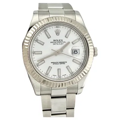 Pre-owned Rolex Datejust Ii 116334 41mm White Dial Stainless Steel Box Paper