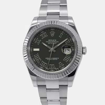 Pre-owned Rolex Datejust Ii 116334 Automatic Black 18k White Gold Stainless Steel Men's Wristwatch 41 Mm