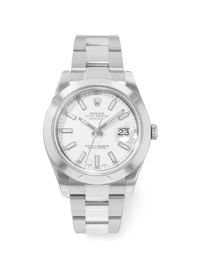 Pre-owned Rolex Datejust Ii 41mm Watch In White