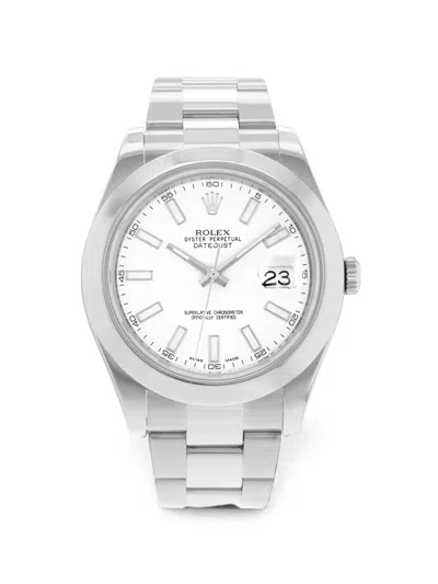 Pre-owned Rolex Datejust Ii 41mm Watch In White