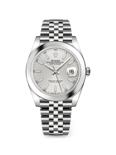 Pre-owned Rolex Datejust Jubilee 41mm Watch In Silver