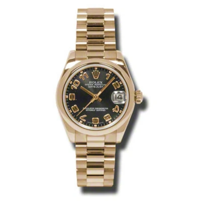 Rolex Datejust Lady 31 Black Dial 18k Everose Gold President Automatic Ladies Watch 178245bkap