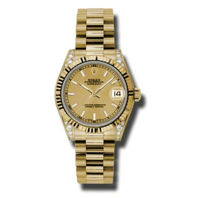 Rolex Datejust Lady 31 Champagne Dial 18k Yellow Gold President Automatic Ladies Watch 178238csp