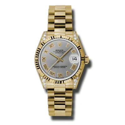 Rolex Datejust Lady 31 Grey Dial 18k Yellow Gold President Automatic Ladies Watch 178238grp